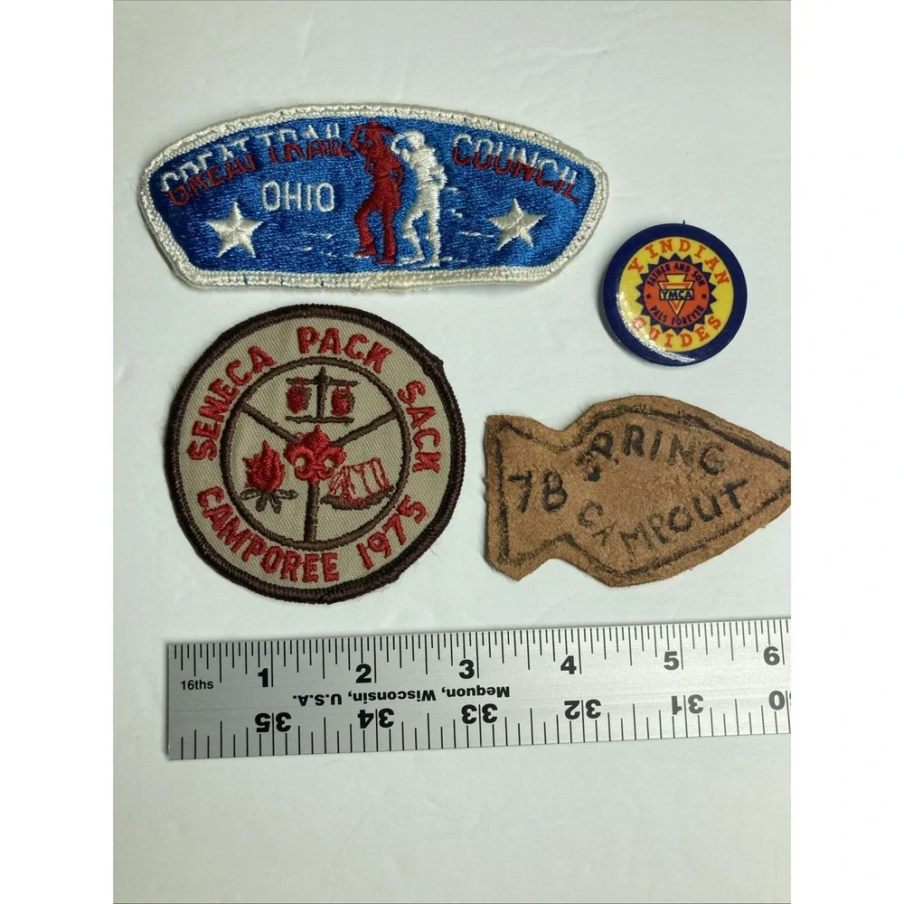 YMCA Indian Guides Patches - Lot of 2 Patches, 1 Leather patch and one Lapel Pin